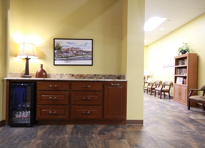Complimentary beverage bar in dental office