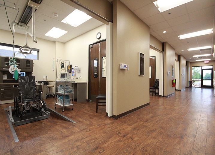 Hallway looking into Disability Dental Services treatment rooms