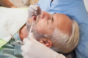 Dental patient sleeping during treatment 